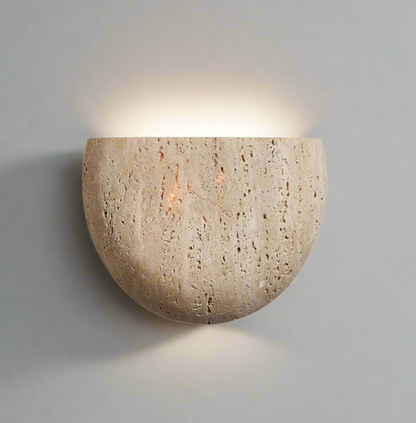 Wall Lamp Minimalist Travertine Stone Sconce with Upward Indirect Light