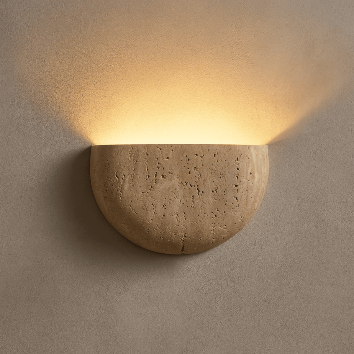 Wall Lamp Minimalist Travertine Stone Sconce with Upward Indirect Light
