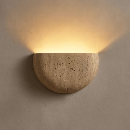 Wall Lamp Minimalist Travertine Stone Sconce with Upward Indirect Light