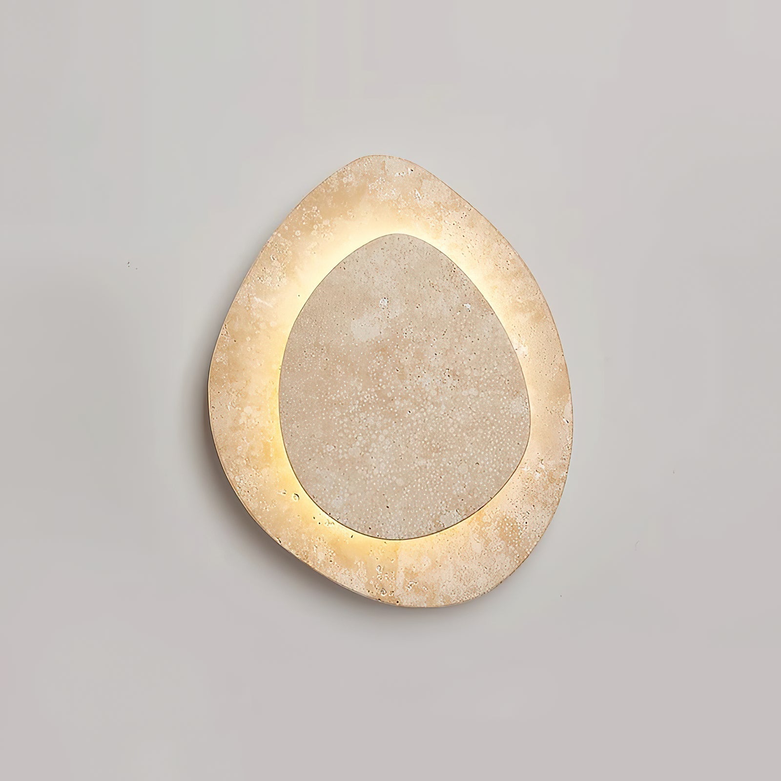 Wall Lamp Minimalist Travertine Stone with Integrated LED and Organic Shape