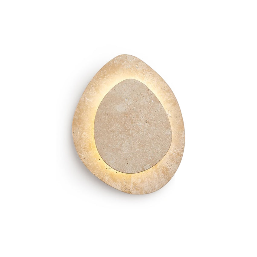 Wall Lamp Minimalist Travertine Stone with Integrated LED and Organic Shape