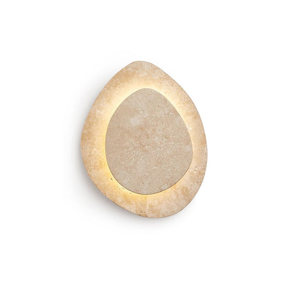 Wall Lamp Minimalist Travertine Stone with Integrated LED and Organic Shape