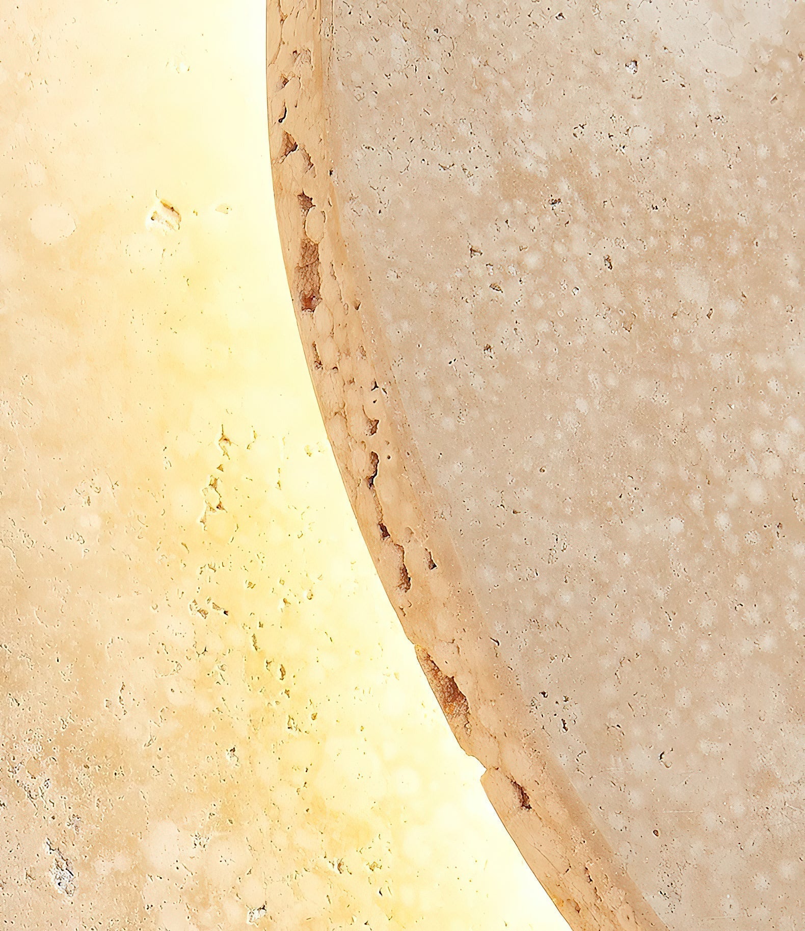 Wall Lamp Minimalist Travertine Stone with Integrated LED and Organic Shape