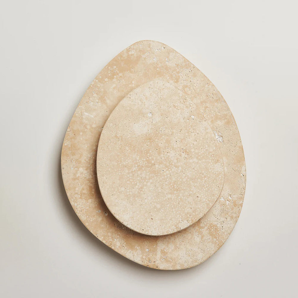 Wall Lamp Minimalist Travertine Stone with Integrated LED and Organic Shape