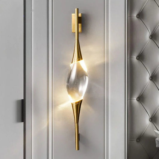 Wall Lamp Modern Art Deco with Crystal Glass Shade and Integrated LED
