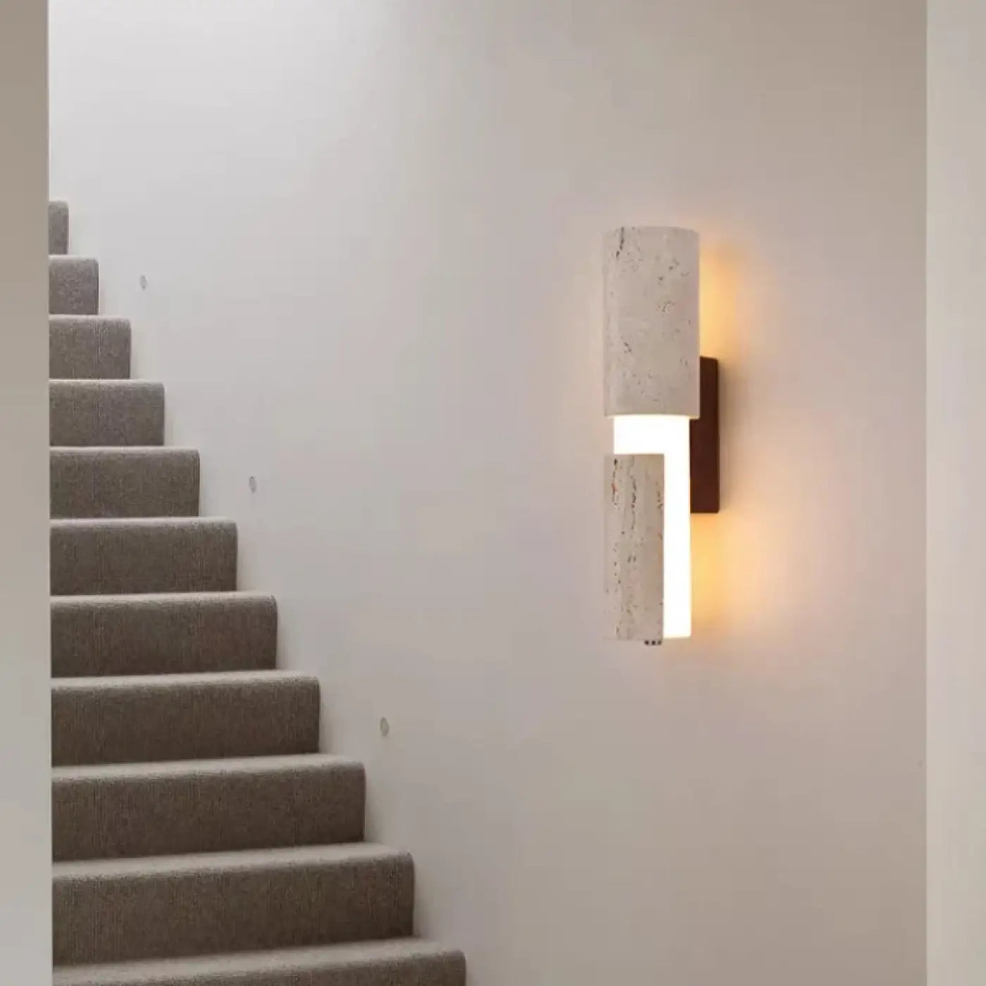 Wall Lamp Modern Minimalist with Up and Down Light and Stone Cylinder Shades