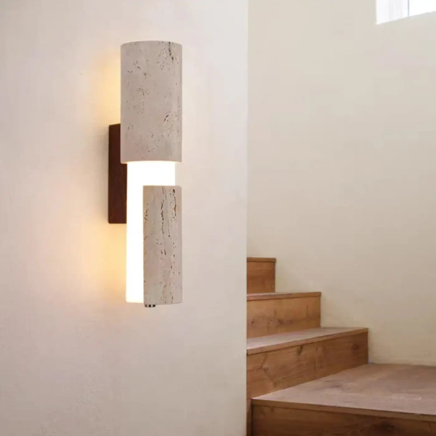 Wall Lamp Modern Minimalist with Up and Down Light and Stone Cylinder Shades