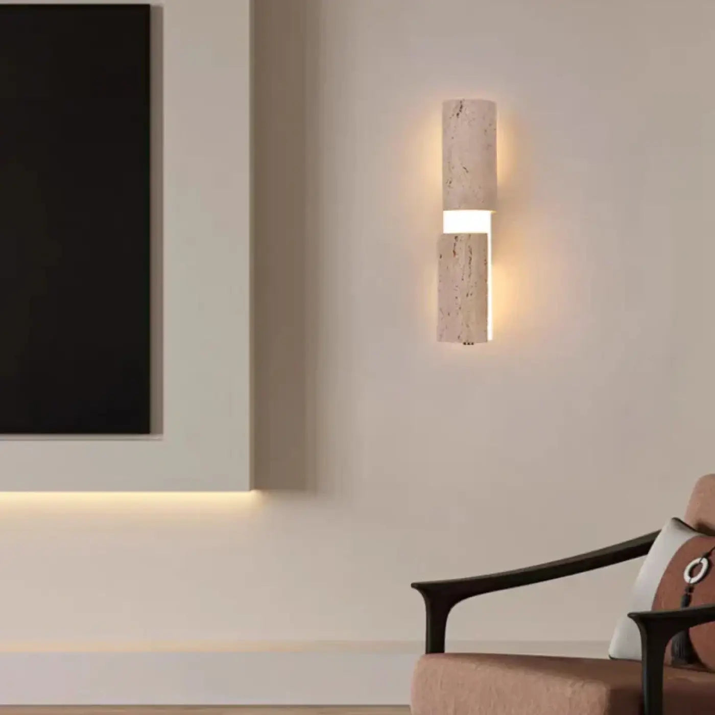 Wall Lamp Modern Minimalist with Up and Down Light and Stone Cylinder Shades
