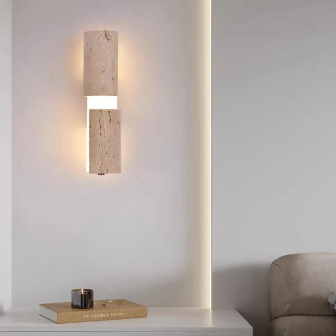 Wall Lamp Modern Minimalist with Up and Down Light and Stone Cylinder Shades