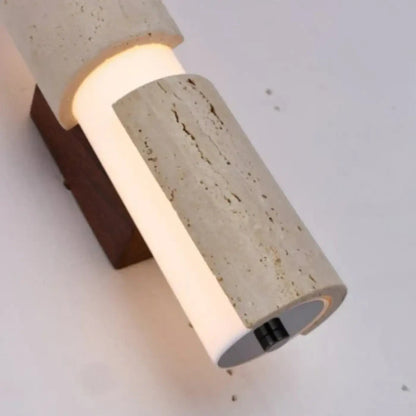 Wall Lamp Modern Minimalist with Up and Down Light and Stone Cylinder Shades