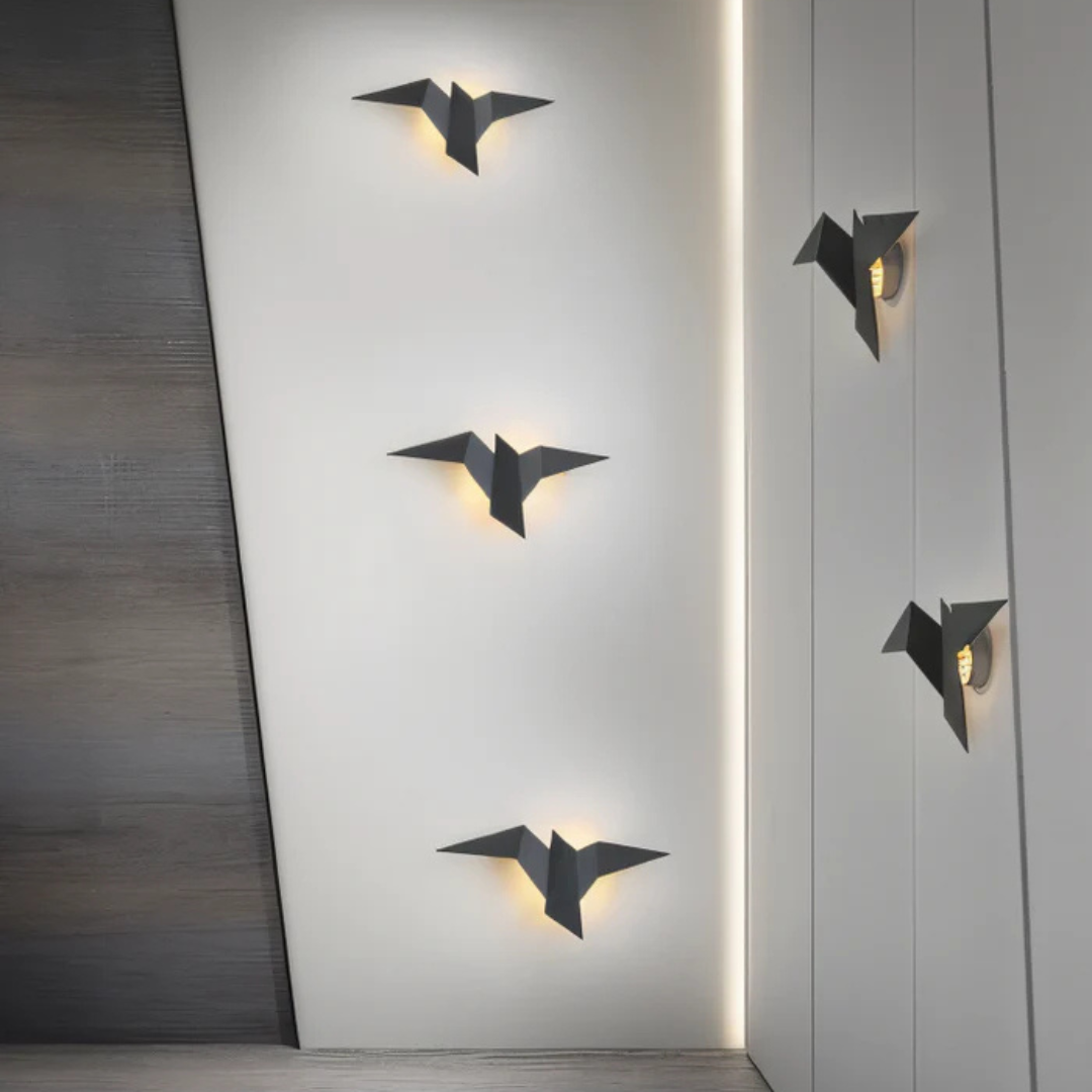 Wall Lamp Modern Origami Bird Shape with Integrated LED and Warm Glow