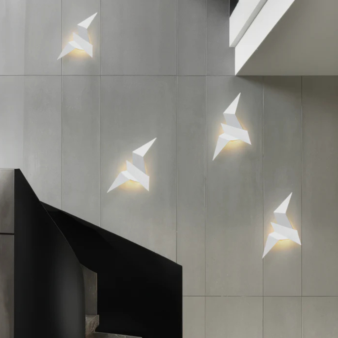 Wall Lamp Modern Origami Bird Shape with Integrated LED and Warm Glow