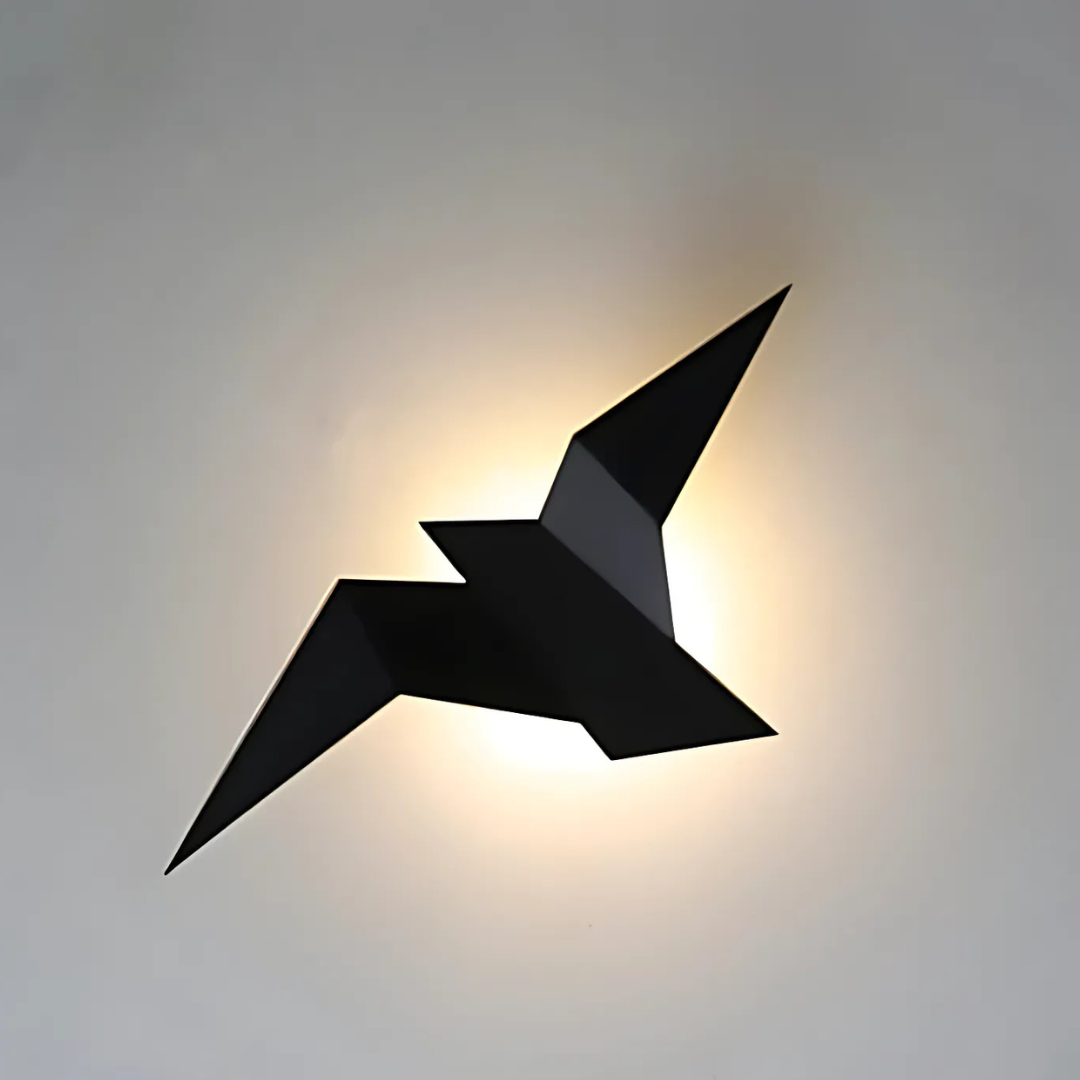 Wall Lamp Modern Origami Bird Shape with Integrated LED and Warm Glow