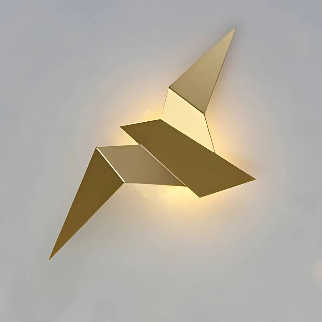 Wall Lamp Modern Origami Bird Shape with Integrated LED and Warm Glow