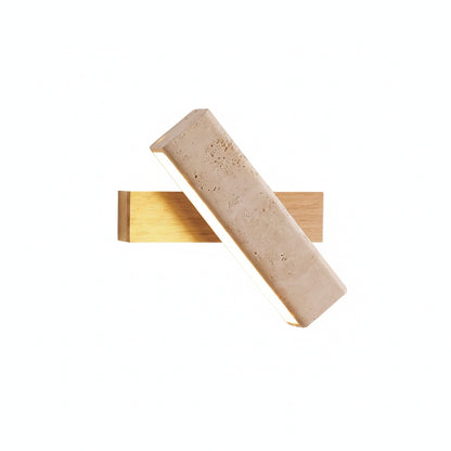 Wall Lamp Modern Rotatable with Travertine Stone and Wood Base