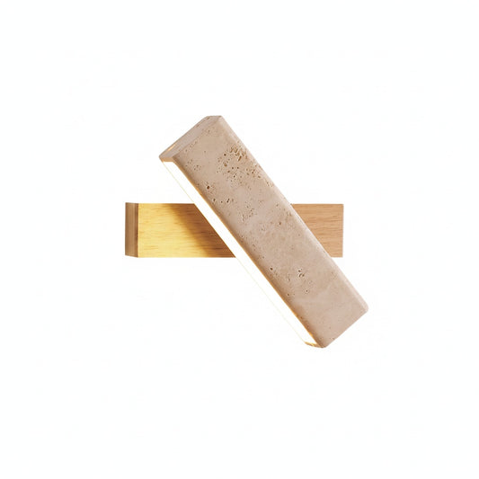 Wall Lamp Modern Rotatable with Travertine Stone and Wood Base