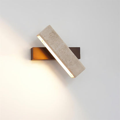 Wall Lamp Modern Rotatable with Travertine Stone and Wood Base