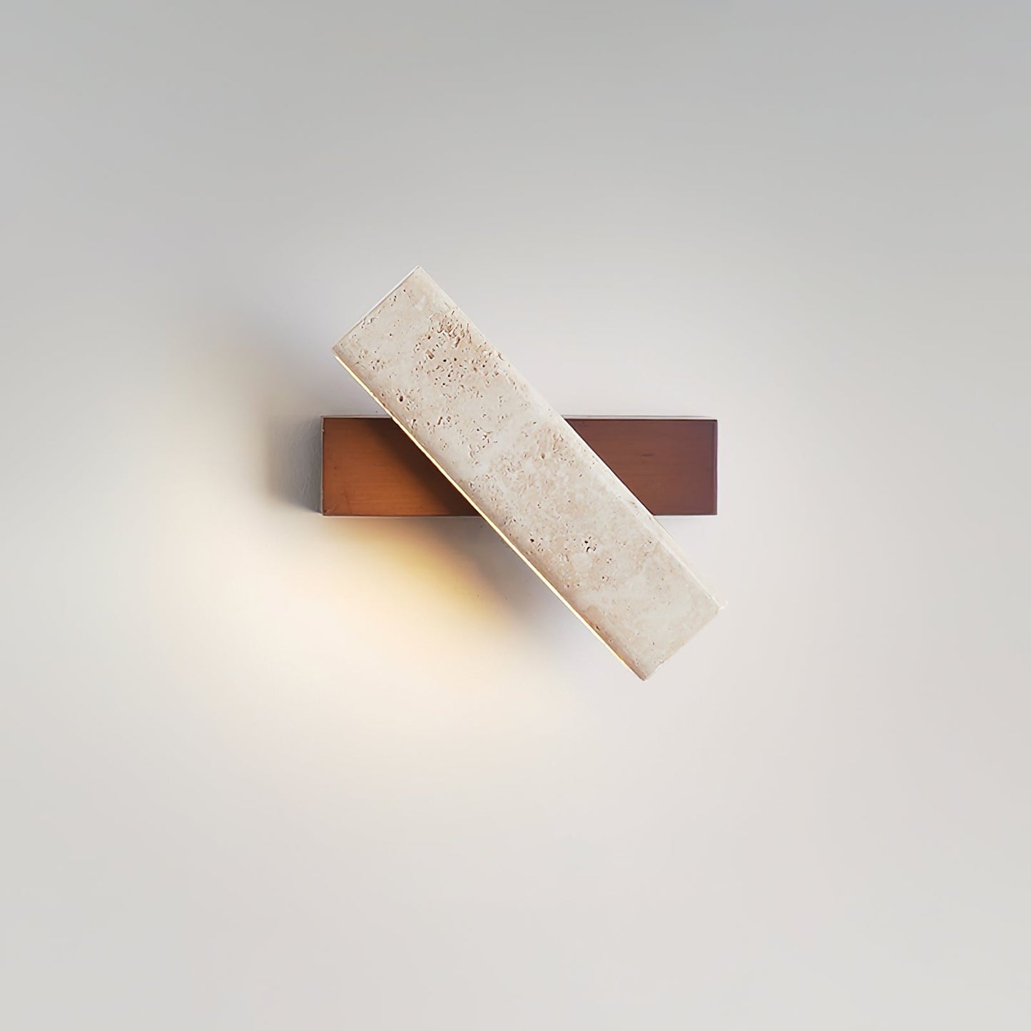 Wall Lamp Modern Rotatable with Travertine Stone and Wood Base