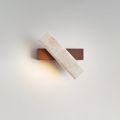 Wall Lamp Modern Rotatable with Travertine Stone and Wood Base
