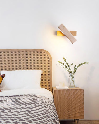 Wall Lamp Modern Rotatable with Travertine Stone and Wood Base