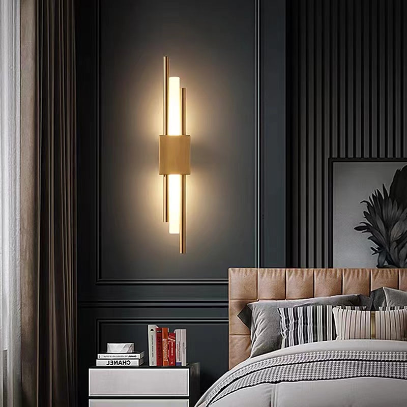 Wall Lamp Modern with Marble Base and Dual Tube LED Design