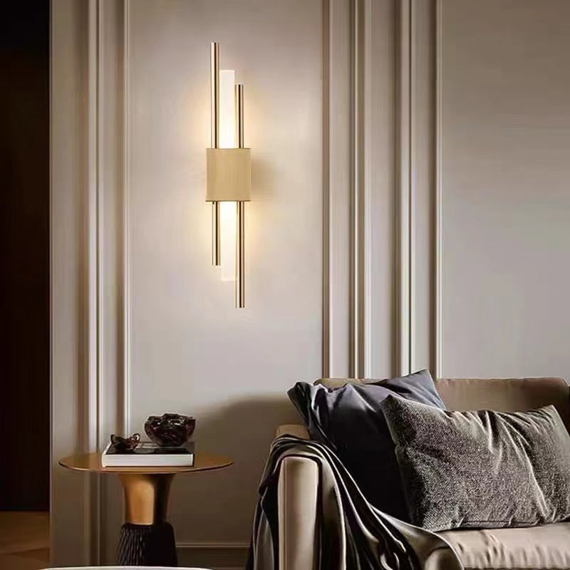 Wall Lamp Modern with Marble Base and Dual Tube LED Design