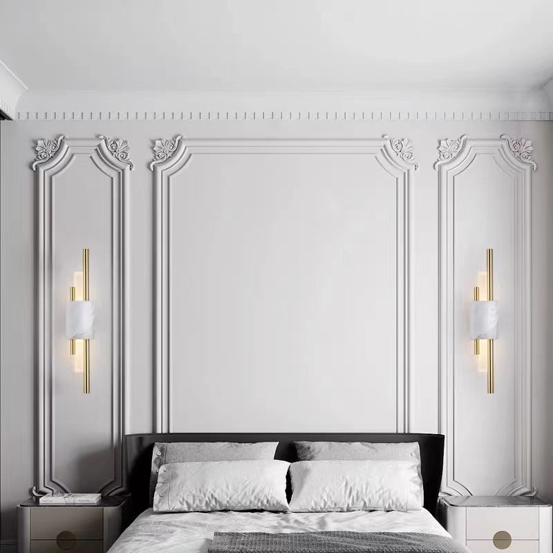 Wall Lamp Modern with Marble Base and Dual Tube LED Design