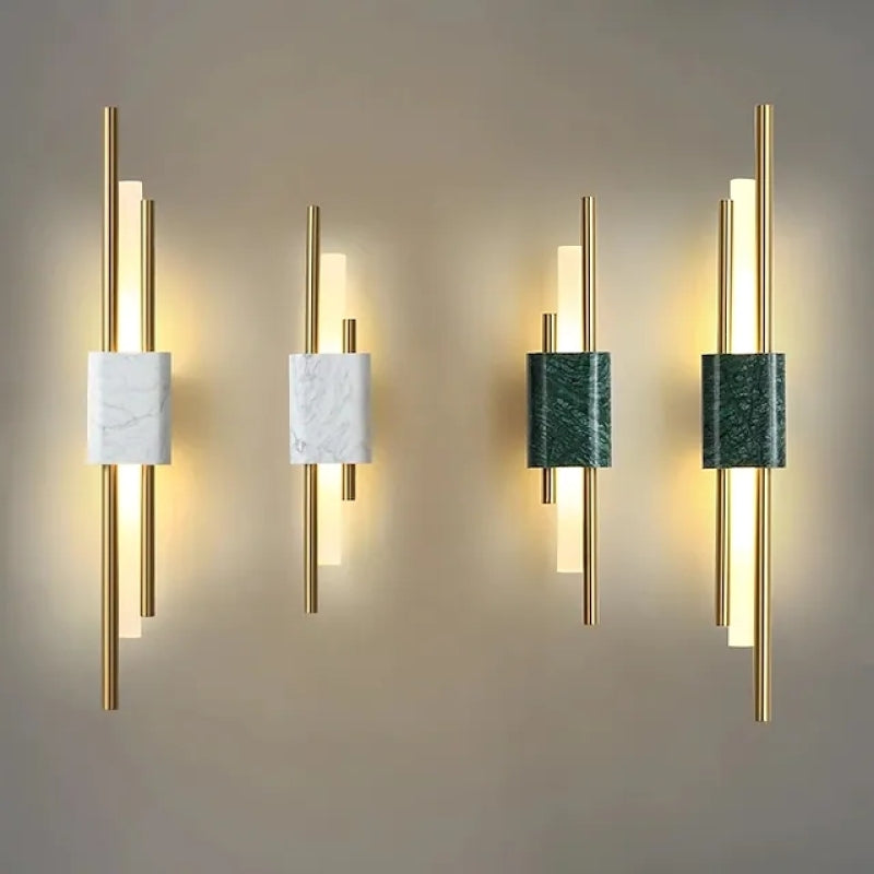 Wall Lamp Modern with Marble Base and Dual Tube LED Design