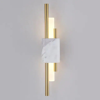 Wall Lamp Modern with Marble Base and Dual Tube LED Design