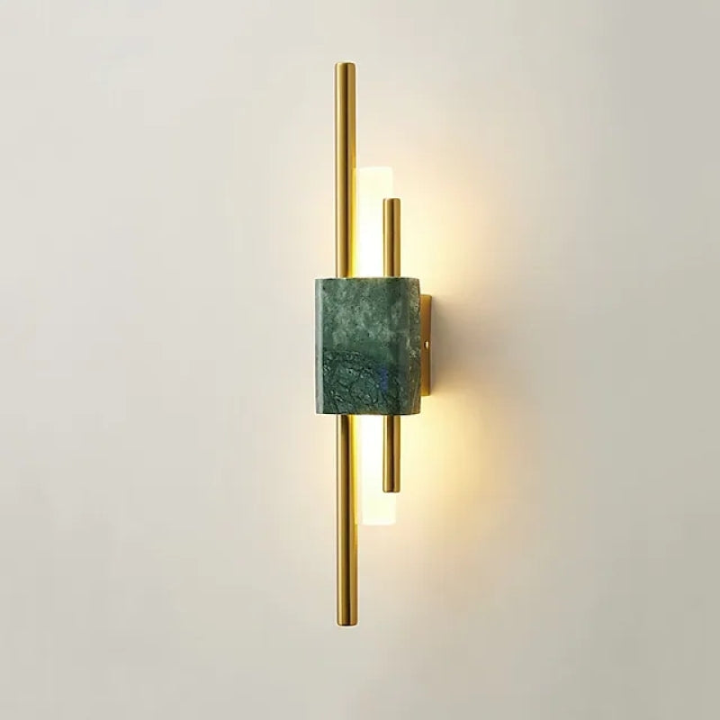 Wall Lamp Modern with Marble Base and Dual Tube LED Design