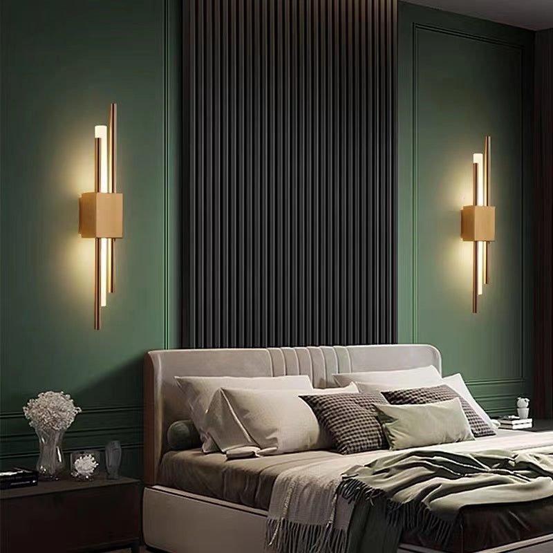 Wall Lamp Modern with Marble Base and Dual Tube LED Design
