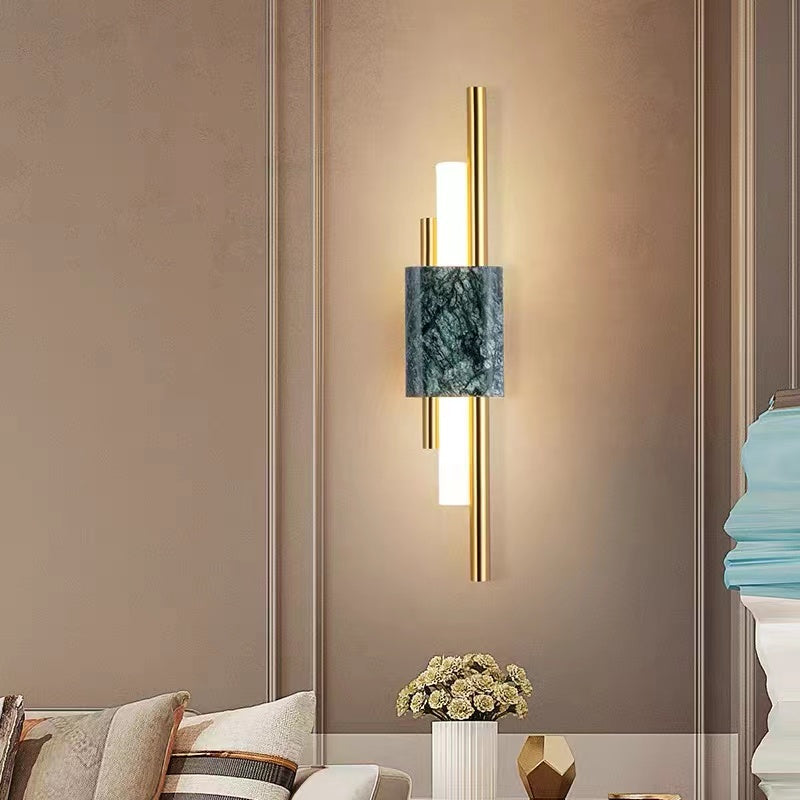 Wall Lamp Modern with Marble Base and Dual Tube LED Design