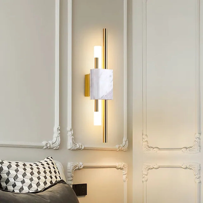 Wall Lamp Modern with Marble Base and Dual Tube LED Design