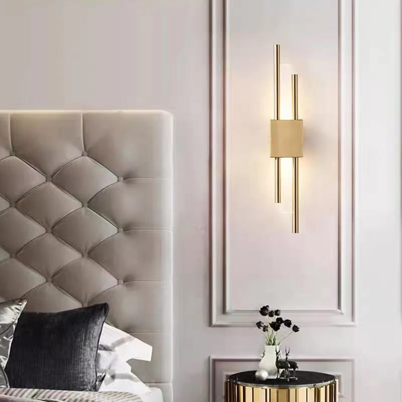 Wall Lamp Modern with Marble Base and Dual Tube LED Design