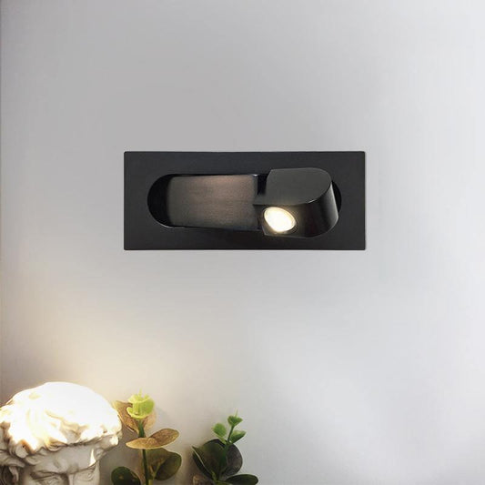 Wall Lamp Modern with Rotating LED Reading Light and Rectangular Backplate