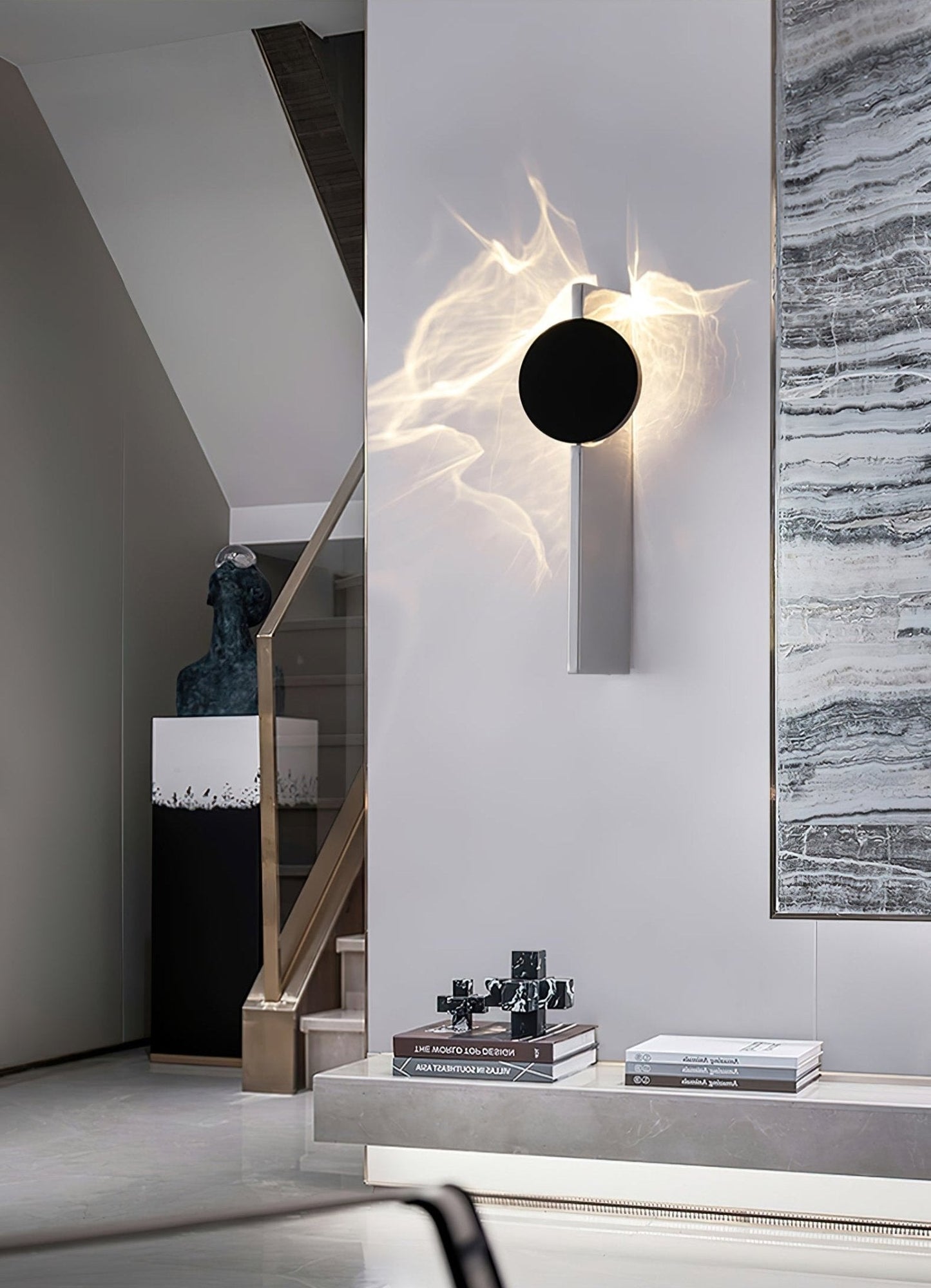 Wall Lamp Modern with Round Shade and Dramatic Light Shadow Effect