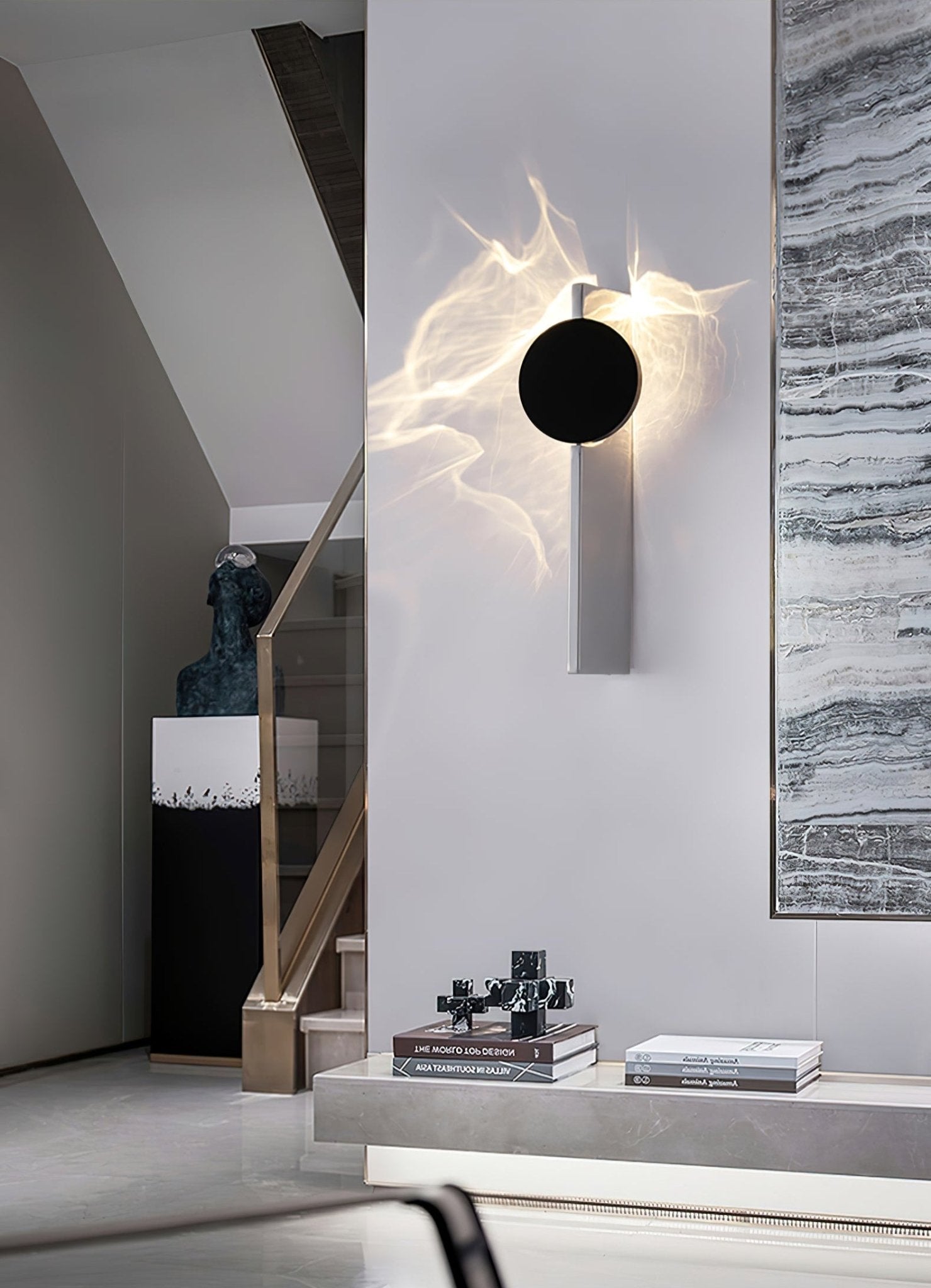 Wall Lamp Modern with Round Shade and Dramatic Light Shadow Effect