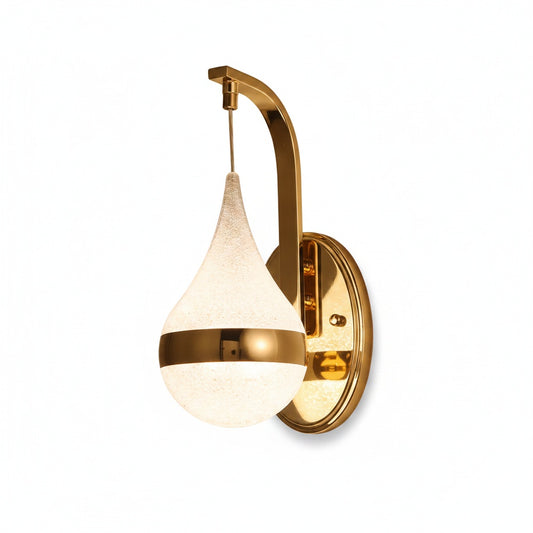 Wall Lamp Modern with Teardrop Acrylic Shade and Curved Arm