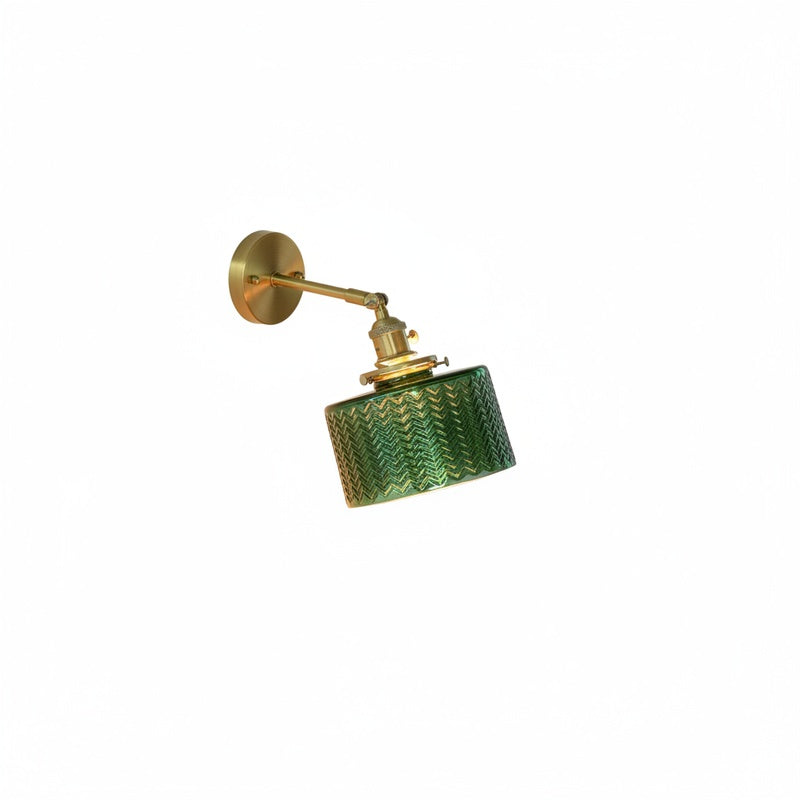 Wall Lamp Retro Vintage with Textured Glass Shade and Adjustable Arm