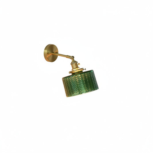 Wall Lamp Retro Vintage with Textured Glass Shade and Adjustable Arm