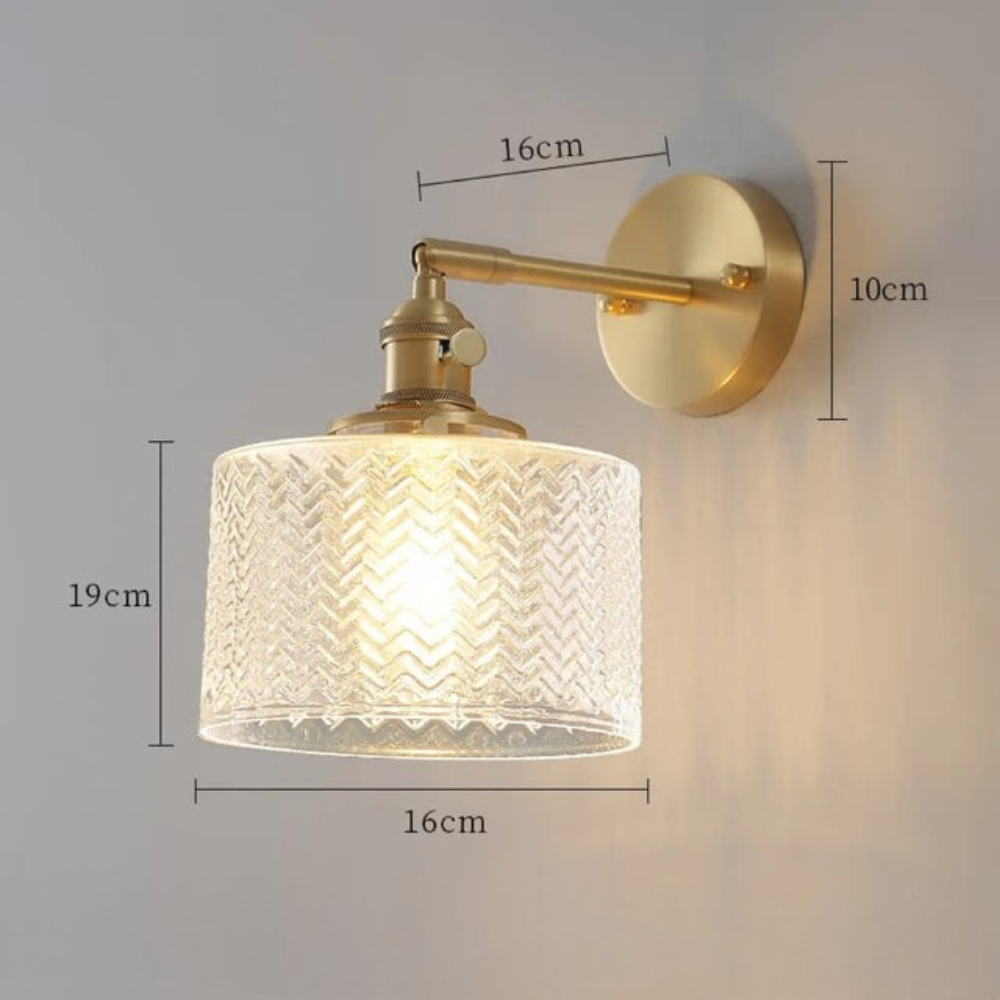 Wall Lamp Retro Vintage with Textured Glass Shade and Adjustable Arm