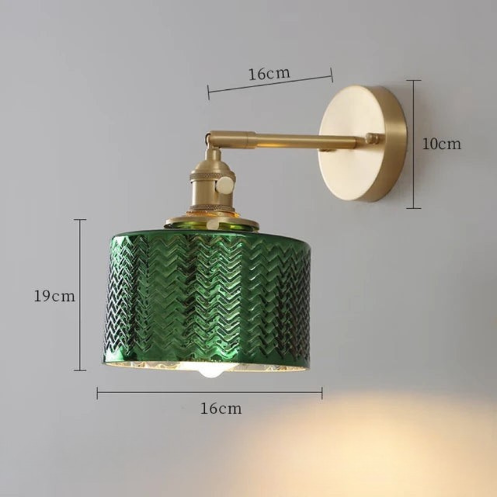 Wall Lamp Retro Vintage with Textured Glass Shade and Adjustable Arm