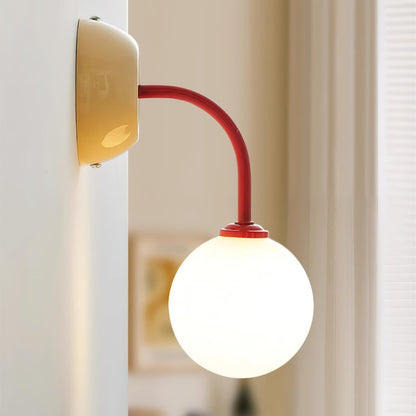 Wall Lamp Retro with Globe Shade and Curved Arm