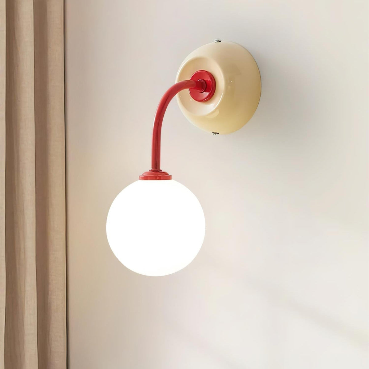Wall Lamp Retro with Globe Shade and Curved Arm