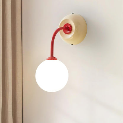 Wall Lamp Retro with Globe Shade and Curved Arm