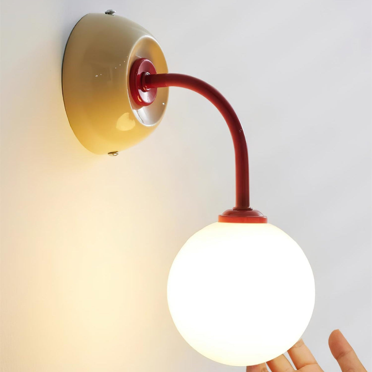 Wall Lamp Retro with Globe Shade and Curved Arm
