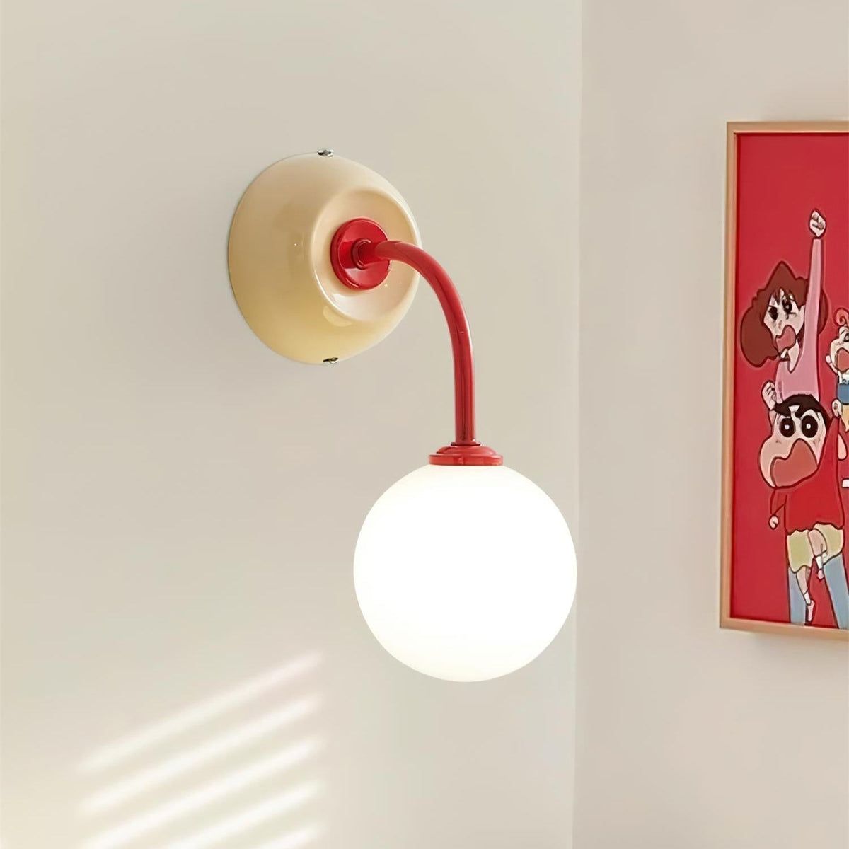 Wall Lamp Retro with Globe Shade and Curved Arm