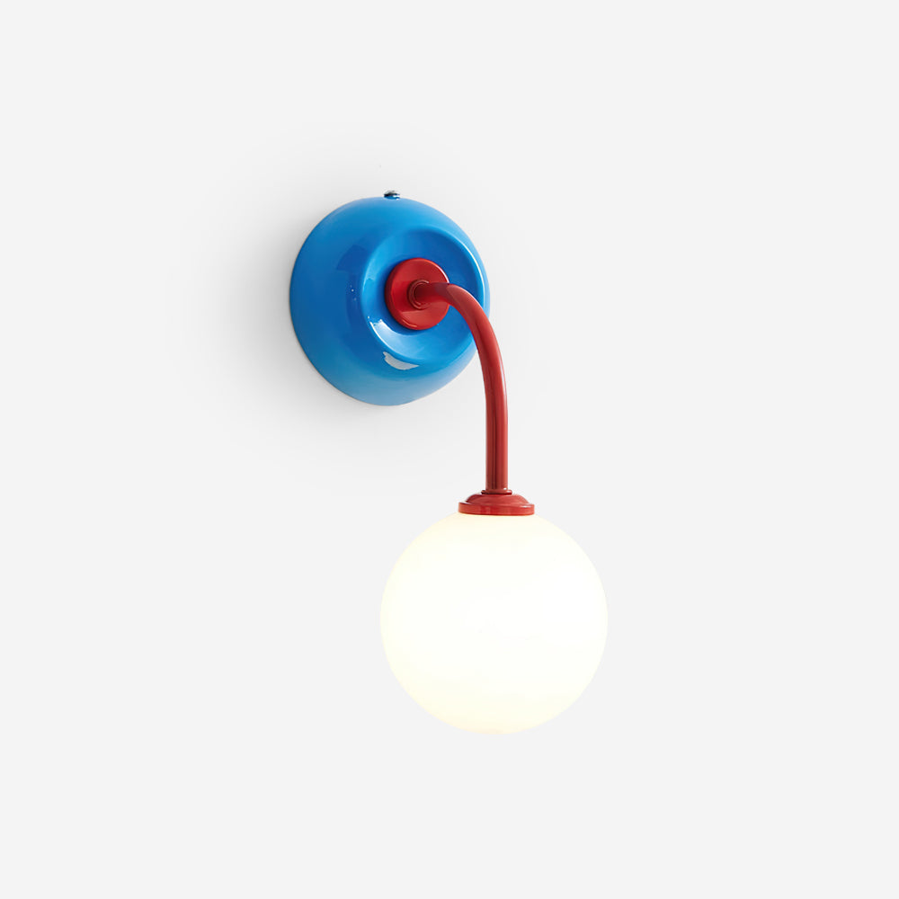 Wall Lamp Retro with Globe Shade and Curved Arm