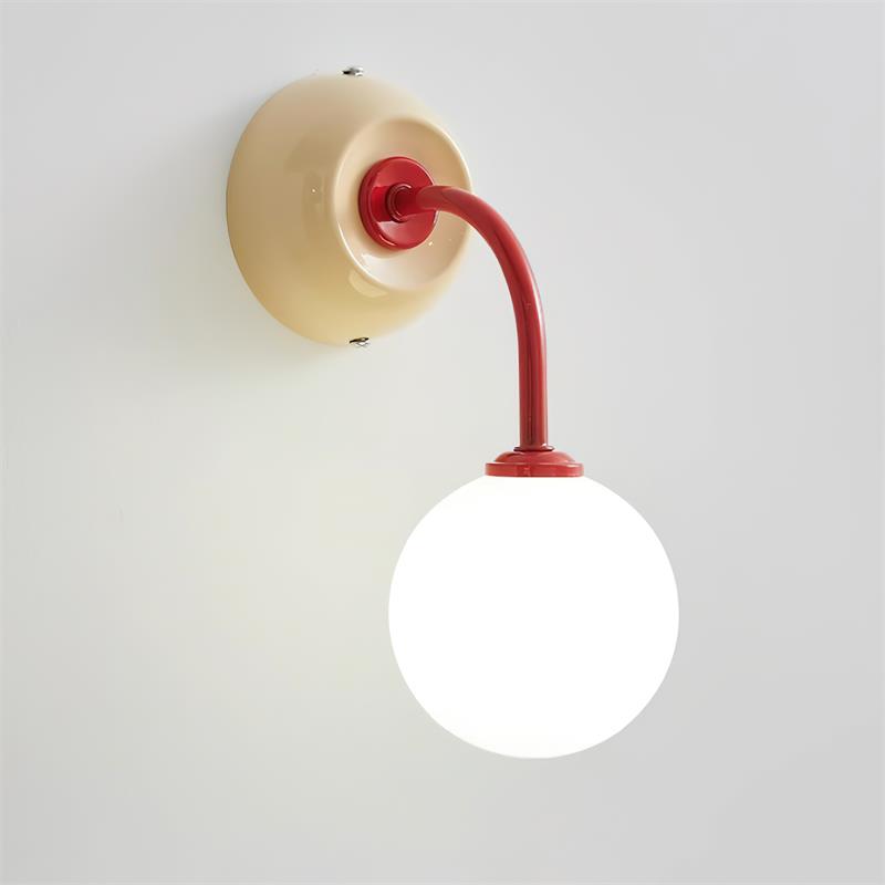 Wall Lamp Retro with Globe Shade and Curved Arm