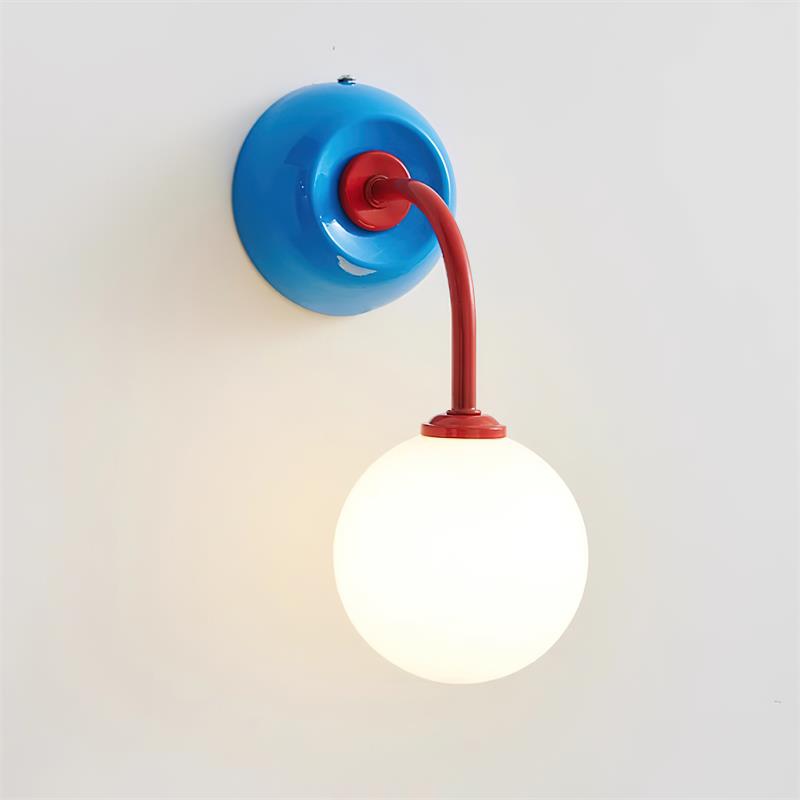 Wall Lamp Retro with Globe Shade and Curved Arm
